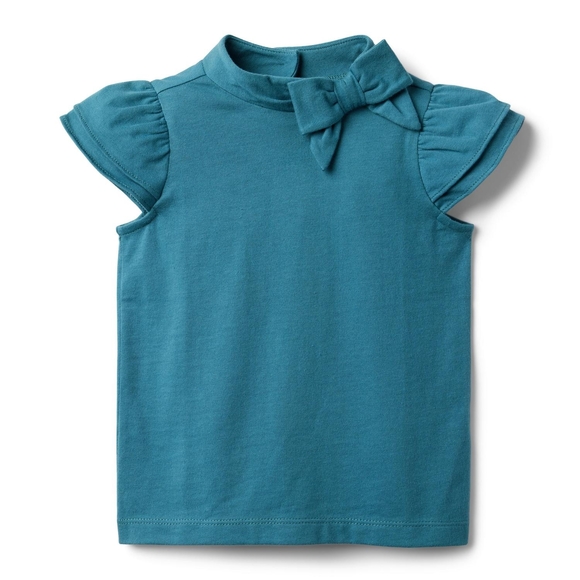 Janie and Jack Blue Short Sleeve Tee with Bow - Picture 1 of 4